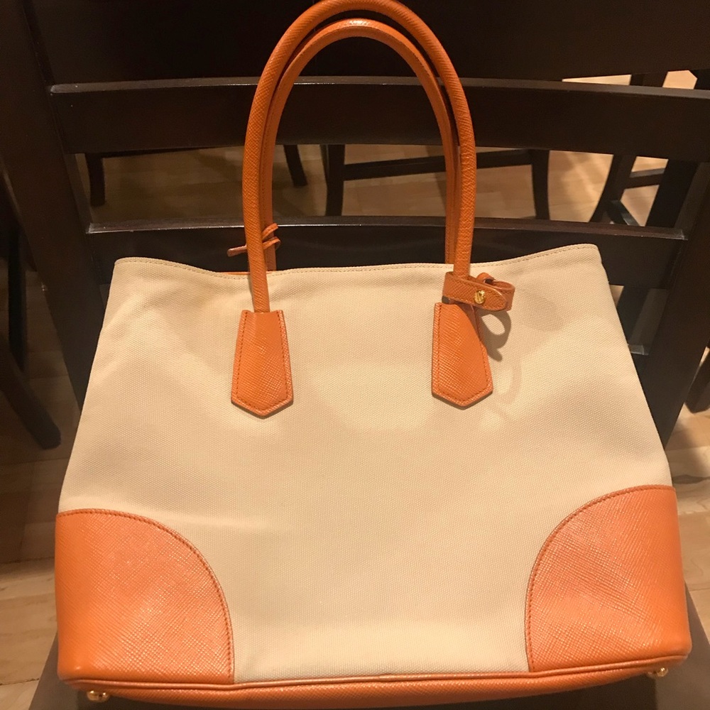 💯 Prada Double Saffiano Cuir & Canapa Medium Tote - Picture 3 of 8